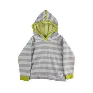 Baby Purl Lamb Sweatshirt 3/4T Gray 100% Cotton Pullover Hoodie Stripe Dinosaur
